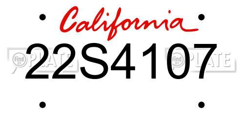 22S4107 California License Plate