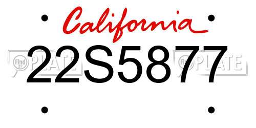 22S5877 California License Plate