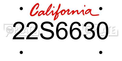 22S6630 California License Plate