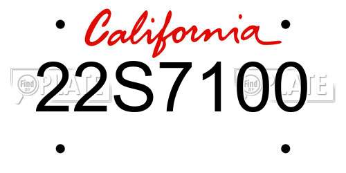 22S7100 California License Plate