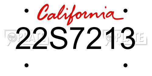 22S7213 California License Plate
