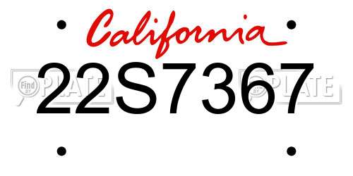 22S7367 California License Plate