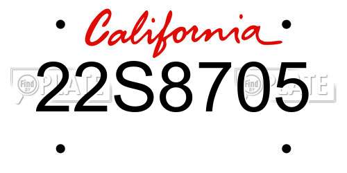 22S8705 California License Plate