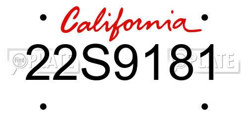 22S9181 California License Plate