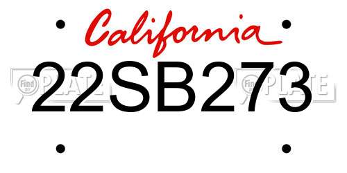 22SB273 California License Plate