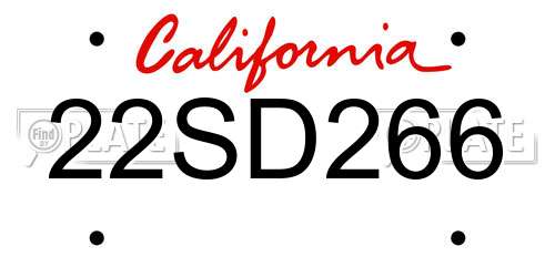 22SD266 California License Plate