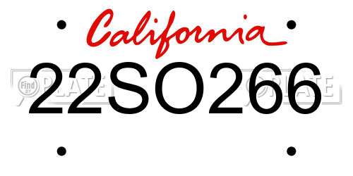 22SO266 California License Plate