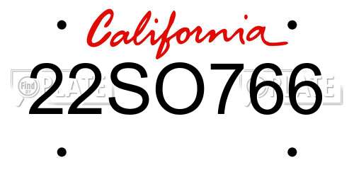 22SO766 California License Plate