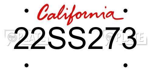22SS273 California License Plate