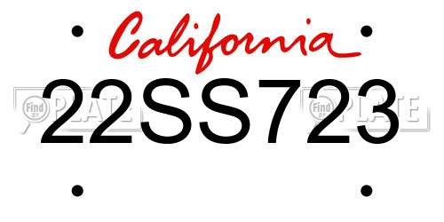 22SS723 California License Plate