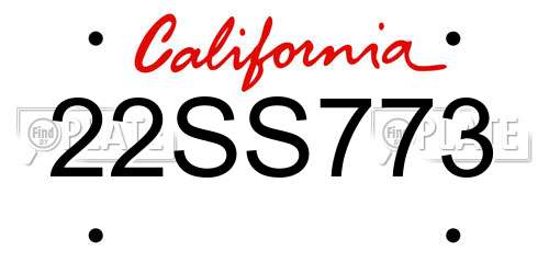 22SS773 California License Plate