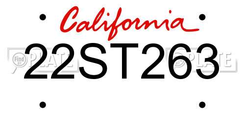 22ST263 California License Plate