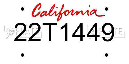 22T1449 California License Plate