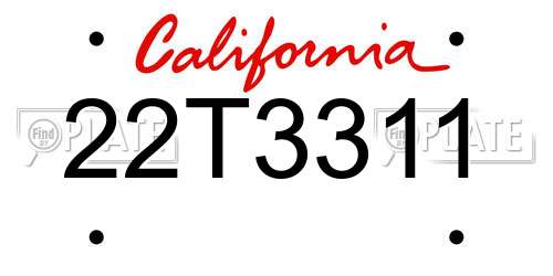 22T3311 California License Plate