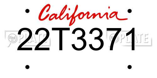 22T3371 California License Plate