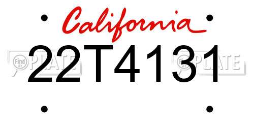 22T4131 California License Plate
