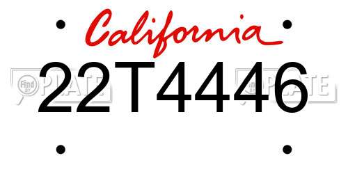 22T4446 California License Plate