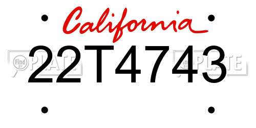 22T4743 California License Plate