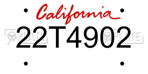 22T4902 California License Plate