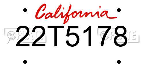 22T5178 California License Plate