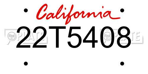 22T5408 California License Plate