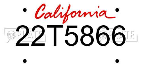 22T5866 California License Plate
