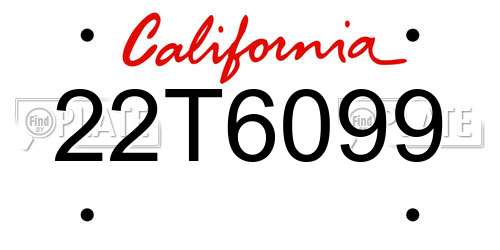 22T6099 California License Plate