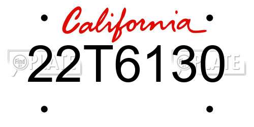 22T6130 California License Plate