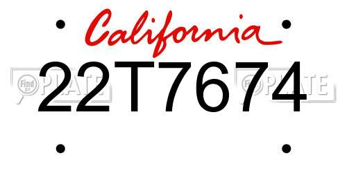 22T7674 California License Plate