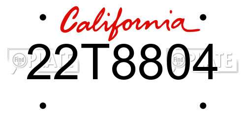 22T8804 California License Plate