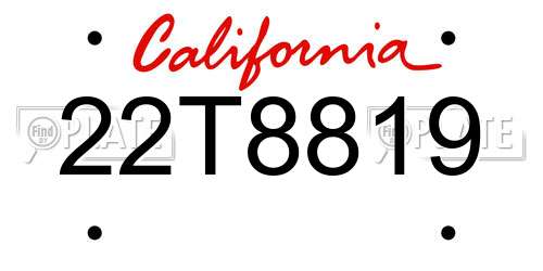 22T8819 California License Plate