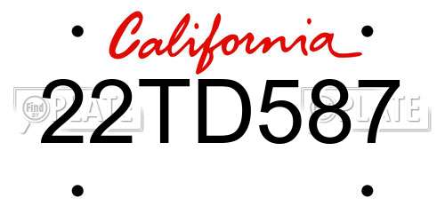 22TD587 California License Plate