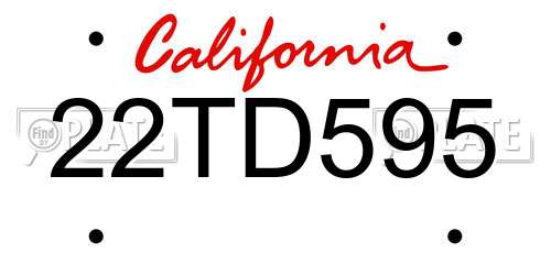 22TD595 California License Plate