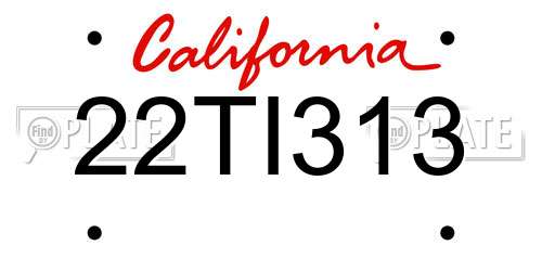 22TI313 California License Plate
