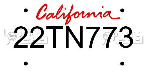 22TN773 California License Plate