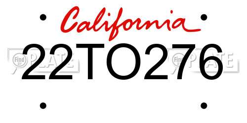 22TO276 California License Plate