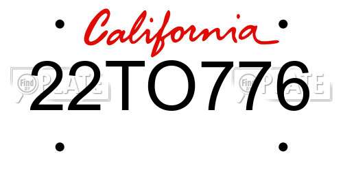 22TO776 California License Plate