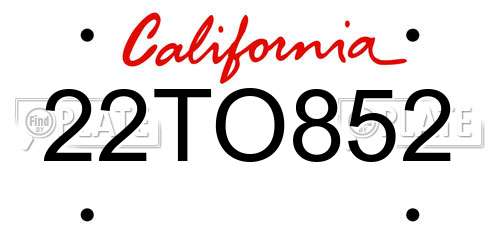 22TO852 California License Plate