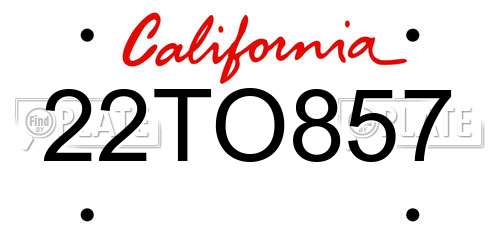 22TO857 California License Plate