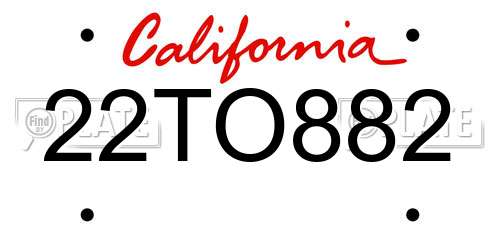 22TO882 California License Plate