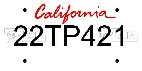 22TP421 California License Plate