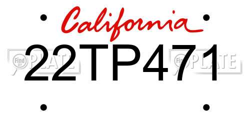 22TP471 California License Plate