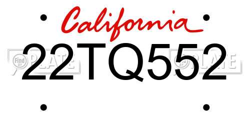 22TQ552 California License Plate