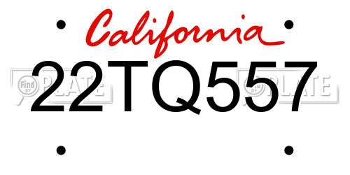 22TQ557 California License Plate