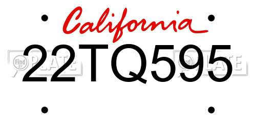 22TQ595 California License Plate