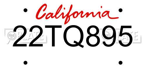 22TQ895 California License Plate