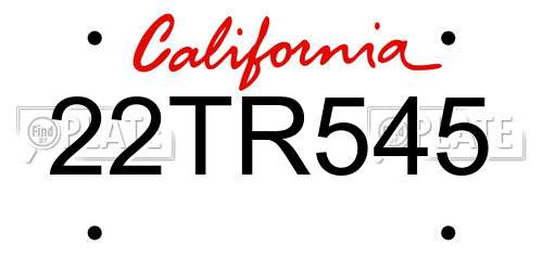 22TR545 California License Plate