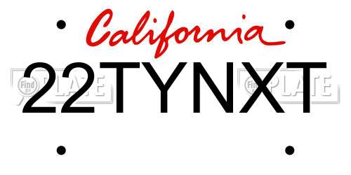 22TYNXT California License Plate