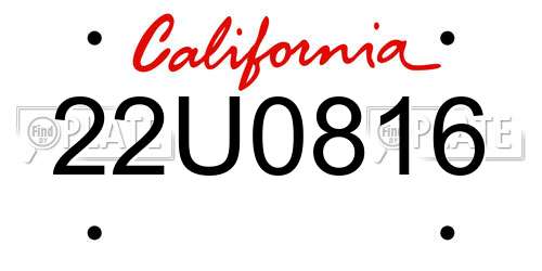 22U0816 California License Plate