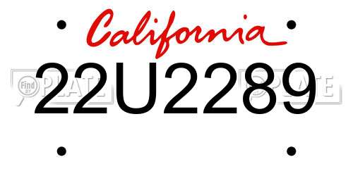 22U2289 California License Plate